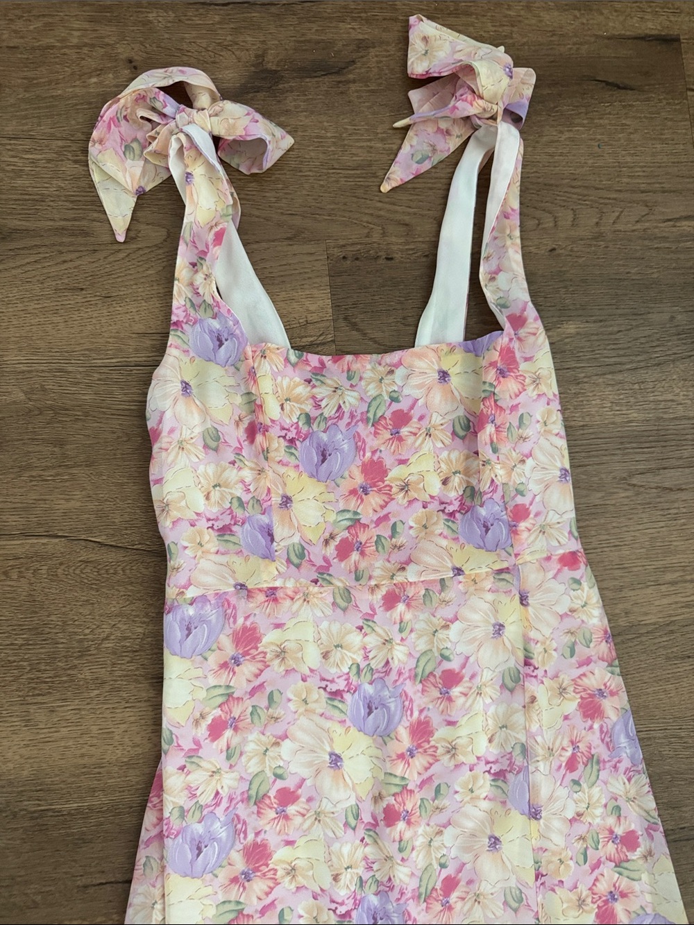 Lulu's Pink Lavender Floral Tie-Shoulder Maxi Dress - Picture 2 of 4